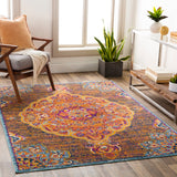 Floransa FSA-2321 Traditional Polypropylene Rug FSA2321-9123 Burnt Orange, Saffron, Navy, Bright Pink, Medium Gray, Beige, Silver Gray, Sky Blue 100% Polypropylene 9' x 12'3"