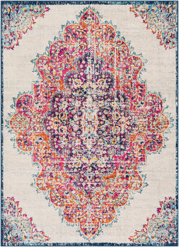 Floransa FSA-2326 Traditional Polypropylene Rug FSA2326-9123 Beige, Medium Gray, Bright Pink, Navy, Saffron, Burnt Orange, Silver Gray, Sky Blue 100% Polypropylene 9' x 12'3"