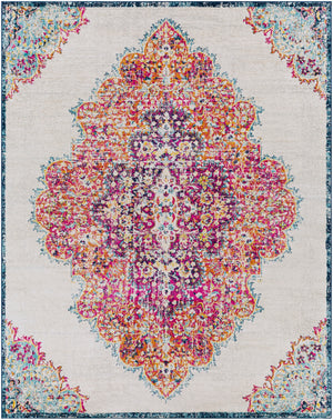 Floransa FSA-2326 Traditional Polypropylene Rug FSA2326-71010 Beige, Medium Gray, Bright Pink, Navy, Saffron, Burnt Orange, Silver Gray, Sky Blue 100% Polypropylene 7'10" x 10'