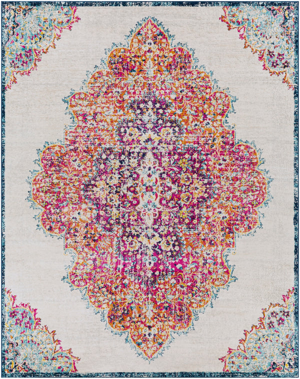 Floransa FSA-2326 Traditional Polypropylene Rug FSA2326-71010 Beige, Medium Gray, Bright Pink, Navy, Saffron, Burnt Orange, Silver Gray, Sky Blue 100% Polypropylene 7'10" x 10'