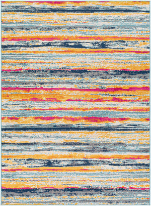 Floransa FSA-2331 Modern Polypropylene Rug FSA2331-9123 Navy, Bright Pink, Medium Gray, Beige, Saffron, Burnt Orange, Silver Gray, Sky Blue 100% Polypropylene 9' x 12'3"