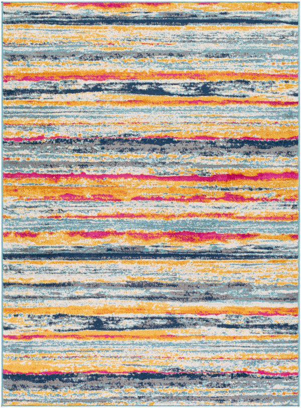 Floransa FSA-2331 Modern Polypropylene Rug FSA2331-9123 Navy, Bright Pink, Medium Gray, Beige, Saffron, Burnt Orange, Silver Gray, Sky Blue 100% Polypropylene 9' x 12'3"