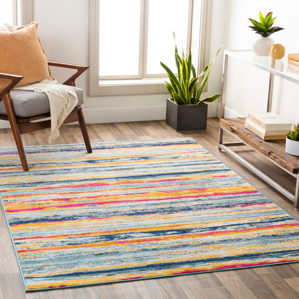 Floransa FSA-2331 Modern Polypropylene Rug FSA2331-9123 Navy, Bright Pink, Medium Gray, Beige, Saffron, Burnt Orange, Silver Gray, Sky Blue 100% Polypropylene 9' x 12'3"