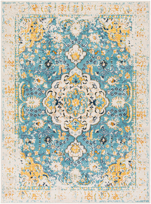 Floransa FSA-2332 Traditional Polypropylene Rug FSA2332-9123 Saffron, Beige, Sky Blue, Burnt Orange, Navy, Silver Gray 100% Polypropylene 9' x 12'3"