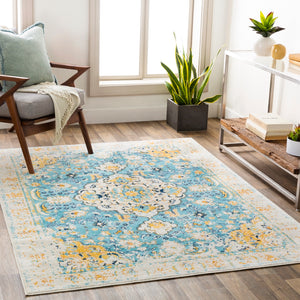 Floransa FSA-2332 Traditional Polypropylene Rug FSA2332-9123 Saffron, Beige, Sky Blue, Burnt Orange, Navy, Silver Gray 100% Polypropylene 9' x 12'3"