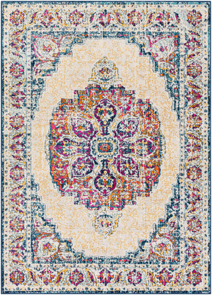 Floransa FSA-2334 Traditional Polypropylene Rug FSA2334-9123 Beige, Medium Gray, Bright Pink, Navy, Saffron, Burnt Orange, Silver Gray, Sky Blue 100% Polypropylene 9' x 12'3"