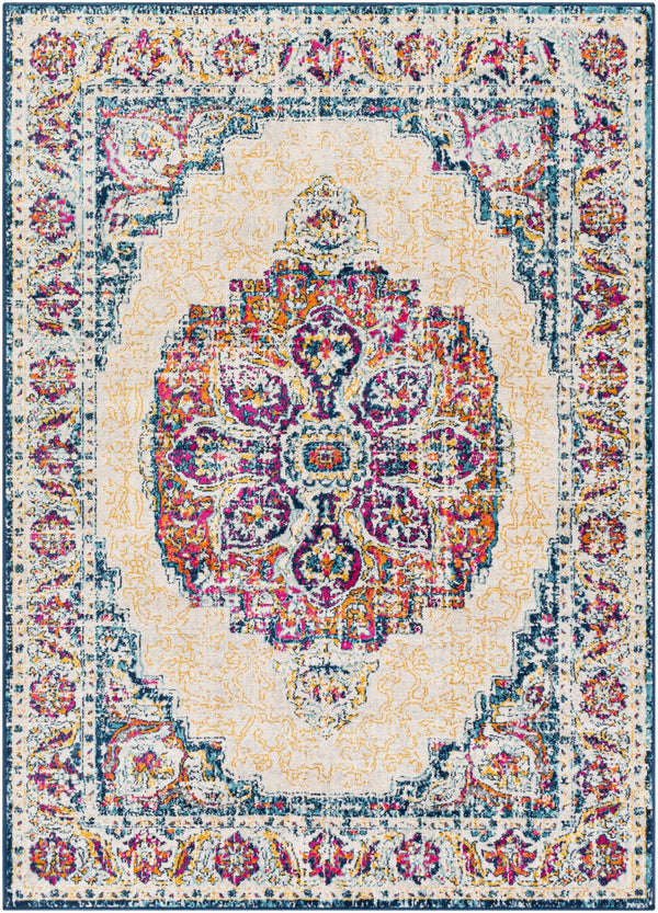 Floransa FSA-2334 Traditional Polypropylene Rug FSA2334-9123 Beige, Medium Gray, Bright Pink, Navy, Saffron, Burnt Orange, Silver Gray, Sky Blue 100% Polypropylene 9' x 12'3"