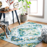 Floransa FSA-2349 Traditional Polypropylene Rug FSA2349-9123 Dark Green, Navy, Grass Green, Aqua, Bright Orange, Bright Yellow, Cream 100% Polypropylene 9' x 12'3"