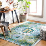 Floransa FSA-2360 Traditional Polypropylene Rug FSA2360-9123 Dark Green, Grass Green, Navy, Bright Yellow, Bright Orange, Aqua, Cream 100% Polypropylene 9' x 12'3"