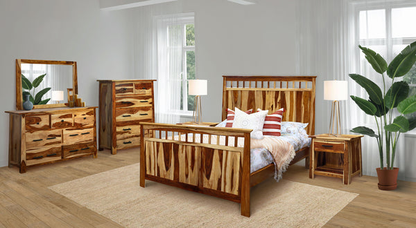 Porter Designs Kalispell Solid Sheesham Wood King Natural Bed Natural 04-116-17-PDU101-KIT