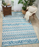 Nourison Kamala DS503 Tribal Machine Made Power-loomed Indoor only Area Rug Ivory/Blue 9'3" x 12'9" 99446407627