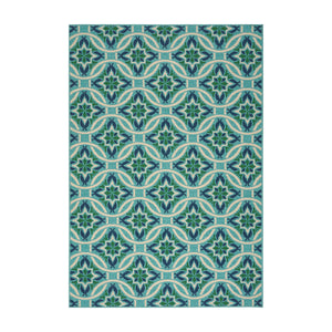 Noble House Jada Indoor/ Outdoor Geometric 5 x 8 Area Rug, Blue and Green