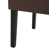 Pollards Contemporary Upholstered Dining Chairs (Set of 6), Dark Brown Faux Leather and Espresso Noble House