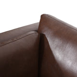 Warbler Contemporary Faux Leather Upholstered 3 Seater Sofa, Dark Brown and Espresso Noble House