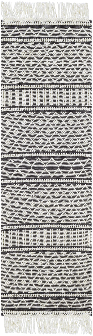 Farmhouse Tassels FTS-2300 Cottage Wool, Cotton Rug FTS2300-268 Charcoal, White 60% Wool, 40% Cotton 2'6" x 8'