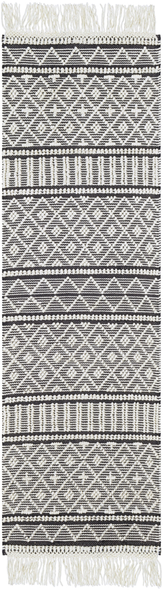 Farmhouse Tassels FTS-2300 Cottage Wool, Cotton Rug FTS2300-268 Charcoal, White 60% Wool, 40% Cotton 2'6" x 8'