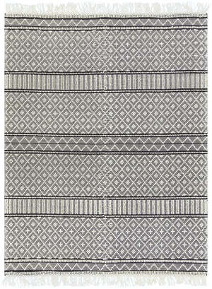 Farmhouse Tassels FTS-2300 Cottage Wool, Cotton Rug FTS2300-810 Charcoal, White 60% Wool, 40% Cotton 8' x 10'