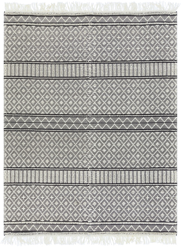 Farmhouse Tassels FTS-2300 Cottage Wool, Cotton Rug FTS2300-810 Charcoal, White 60% Wool, 40% Cotton 8' x 10'