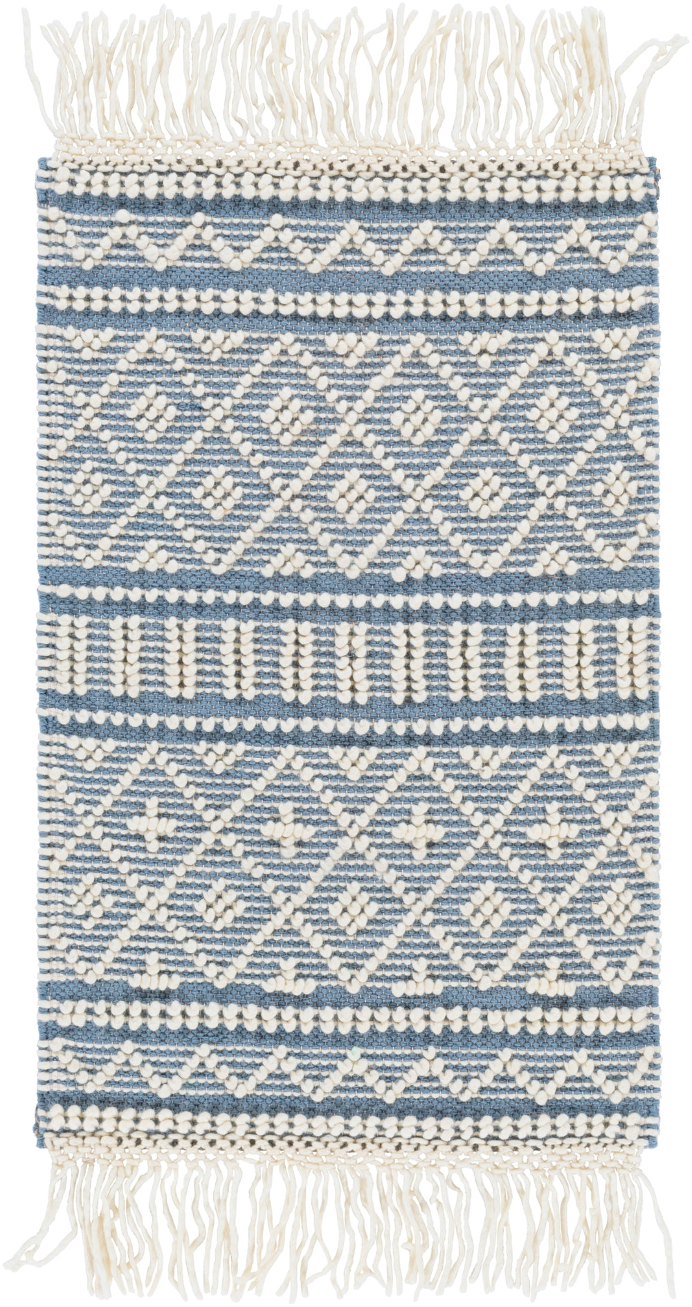 Farmhouse Tassels FTS-2301 Cottage Wool, Cotton Rug FTS2301-912 Denim, White 60% Wool, 40% Cotton 9' x 12'