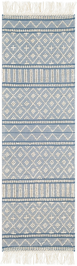 Farmhouse Tassels FTS-2301 Cottage Wool, Cotton Rug FTS2301-268 Denim, White 60% Wool, 40% Cotton 2'6" x 8'