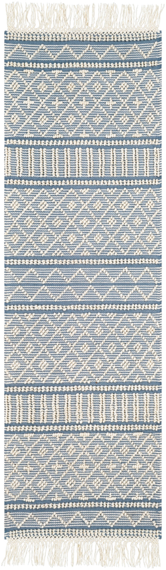 Farmhouse Tassels FTS-2301 Cottage Wool, Cotton Rug FTS2301-268 Denim, White 60% Wool, 40% Cotton 2'6" x 8'