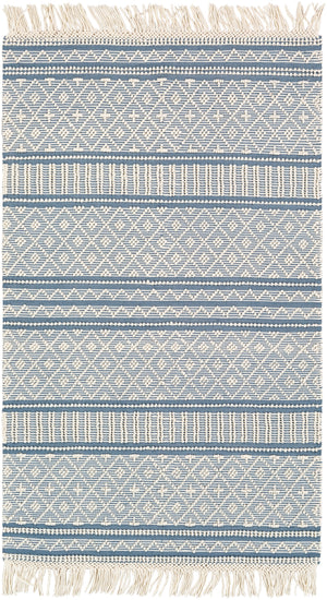 Farmhouse Tassels FTS-2301 Cottage Wool, Cotton Rug FTS2301-576 Denim, White 60% Wool, 40% Cotton 5' x 7'6"