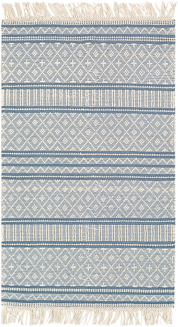 Farmhouse Tassels FTS-2301 Cottage Wool, Cotton Rug FTS2301-576 Denim, White 60% Wool, 40% Cotton 5' x 7'6"