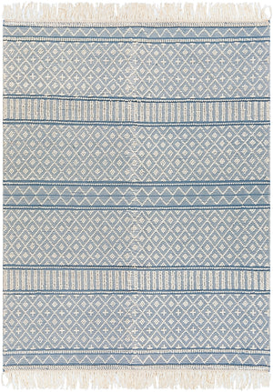 Farmhouse Tassels FTS-2301 Cottage Wool, Cotton Rug FTS2301-810 Denim, White 60% Wool, 40% Cotton 8' x 10'