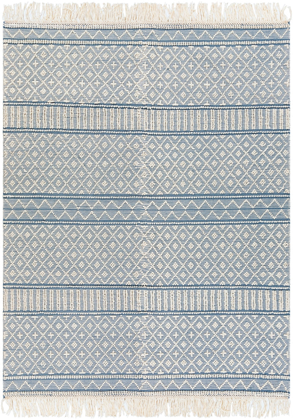 Farmhouse Tassels FTS-2301 Cottage Wool, Cotton Rug FTS2301-810 Denim, White 60% Wool, 40% Cotton 8' x 10'