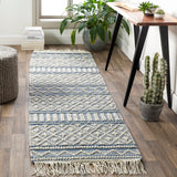 Farmhouse Tassels FTS-2301 Cottage Wool, Cotton Rug FTS2301-268 Denim, White 60% Wool, 40% Cotton 2'6" x 8'