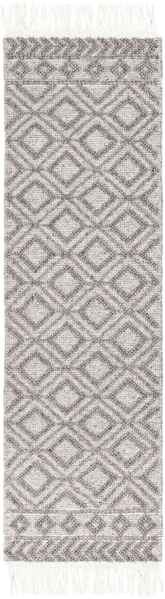 Farmhouse Tassels FTS-2302 Cottage Wool, Cotton Rug FTS2302-268 Black, White 60% Wool, 40% Cotton 2'6" x 8'