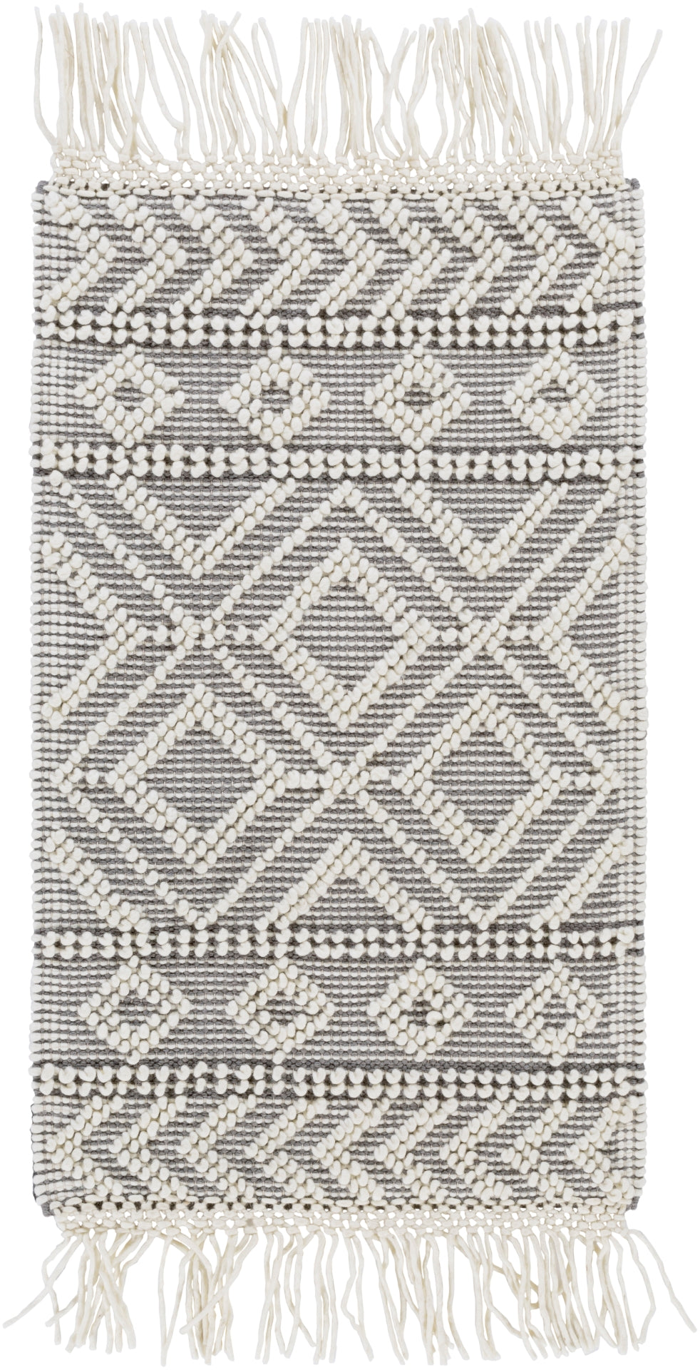 Farmhouse Tassels FTS-2303 Cottage Wool, Cotton Rug FTS2303-912 Medium Gray, White 60% Wool, 40% Cotton 9' x 12'