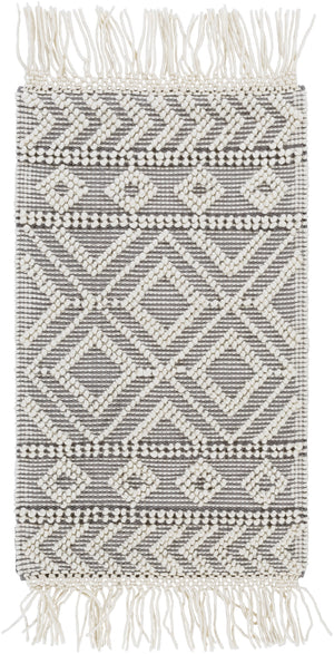Farmhouse Tassels FTS-2303 Cottage Wool, Cotton Rug FTS2303-912 Medium Gray, White 60% Wool, 40% Cotton 9' x 12'