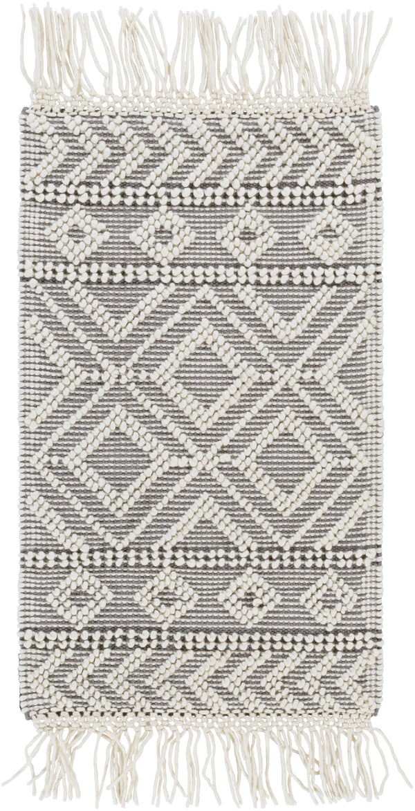 Farmhouse Tassels FTS-2303 Cottage Wool, Cotton Rug FTS2303-912 Medium Gray, White 60% Wool, 40% Cotton 9' x 12'