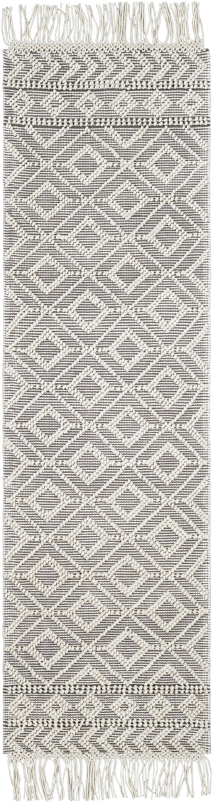Farmhouse Tassels FTS-2303 Cottage Wool, Cotton Rug FTS2303-268 Medium Gray, White 60% Wool, 40% Cotton 2'6" x 8'