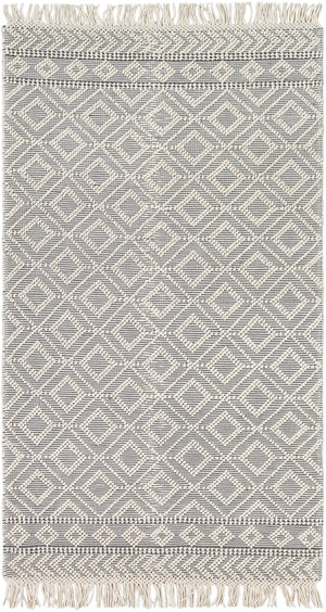Farmhouse Tassels FTS-2303 Cottage Wool, Cotton Rug FTS2303-576 Medium Gray, White 60% Wool, 40% Cotton 5' x 7'6"