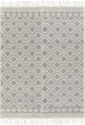 Farmhouse Tassels FTS-2303 Cottage Wool, Cotton Rug FTS2303-810 Medium Gray, White 60% Wool, 40% Cotton 8' x 10'
