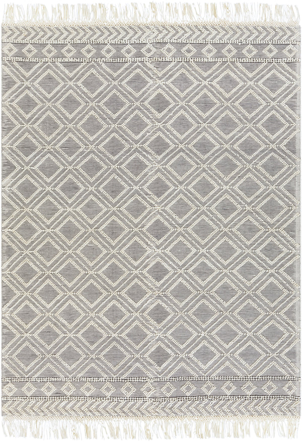 Farmhouse Tassels FTS-2303 Cottage Wool, Cotton Rug FTS2303-810 Medium Gray, White 60% Wool, 40% Cotton 8' x 10'