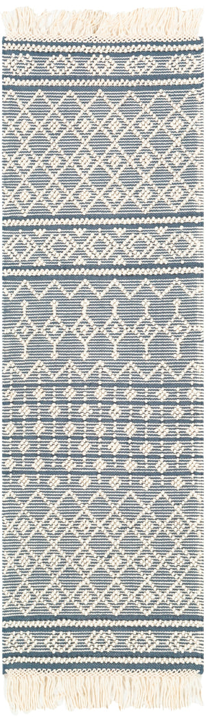 Farmhouse Tassels FTS-2304 Cottage Wool, Cotton Rug FTS2304-268 Denim, White 60% Wool, 40% Cotton 2'6" x 8'