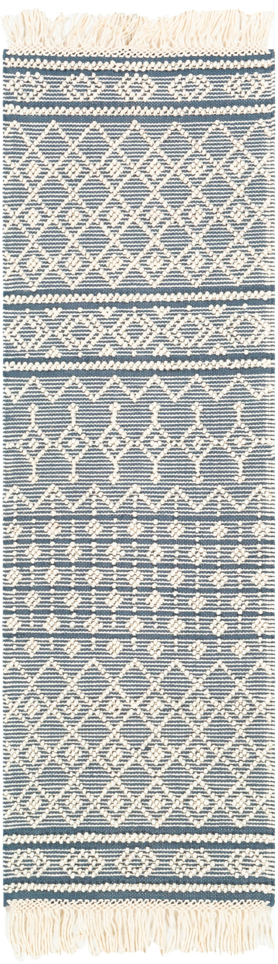 Farmhouse Tassels FTS-2304 Cottage Wool, Cotton Rug FTS2304-268 Denim, White 60% Wool, 40% Cotton 2'6" x 8'