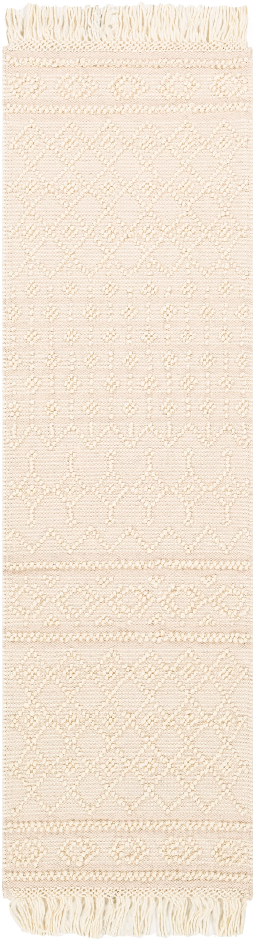 Farmhouse Tassels FTS-2305 Cottage Wool, Cotton Rug FTS2305-268 White, Beige 60% Wool, 40% Cotton 2'6" x 8'