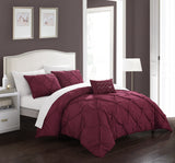 Daya Burgundy King 4pc Duvet Set