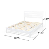 Noble House Guilford Queen Size Bed with Headboard, Natural and White Finish