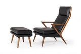 VIG Furniture Modrest Fulton Modern Black Lounge Chair & Ottoman VGCSLC-17050