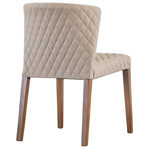 Albie Low-Back Dining Chair Set of 2 - Stylish Bonded Leather with Quilted Design & Solid Wood Legs
