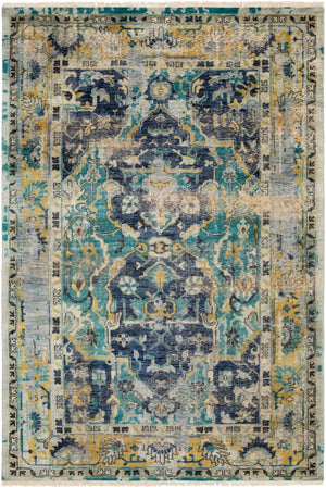 Festival FVL-1001 Traditional NZ Wool Rug FVL1001-913 Navy, Teal, Wheat, Taupe, Ivory 100% NZ Wool 9' x 13'