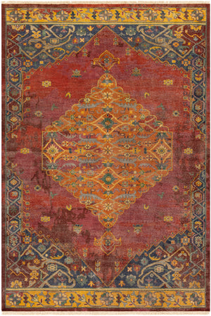 Festival FVL-1008 Traditional NZ Wool Rug FVL1008-69 Mauve, Dark Purple, Dark Red, Rust, Burgundy, Mustard, Camel, Medium Gray, Ice Blue, Teal, Dark Blue 100% NZ Wool 6' x 9'