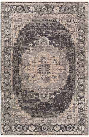 Festival FVL-1009 Traditional NZ Wool Rug FVL1009-913 Black, Charcoal, Medium Gray, Taupe, Cream 100% NZ Wool 9' x 13'