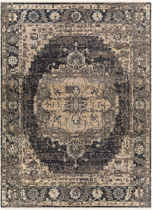 Festival FVL-1009 Traditional NZ Wool Rug FVL1009-811 Black, Charcoal, Medium Gray, Taupe, Cream 100% NZ Wool 8' x 11'