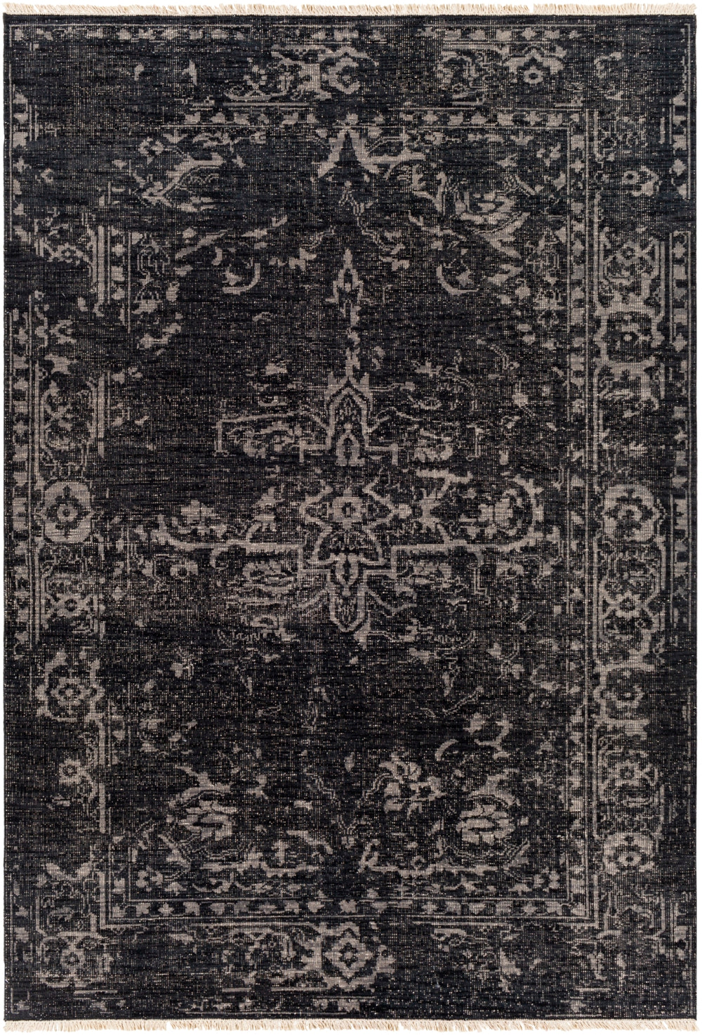 Festival FVL-1010 Traditional NZ Wool Rug FVL1010-913 Black, Medium Gray, Cream 100% NZ Wool 9' x 13'